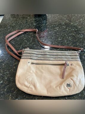 The Sak Beige Crossbody with Striped Woven Trim